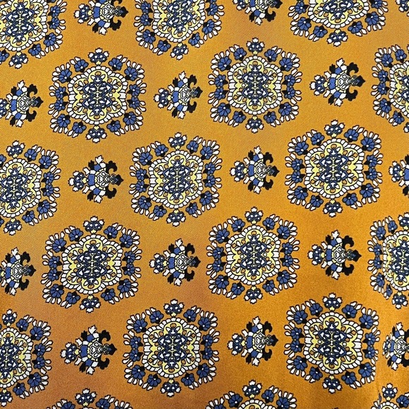 River Island Mustard Baroque Print Satin Crop Top Ruffle Neckline  US‎ 8 / UK 12 - Picture 7 of 11